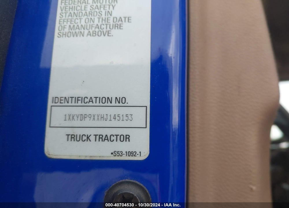 2017 KENWORTH T680 VIN: 1XKYDP9XXHJ145153