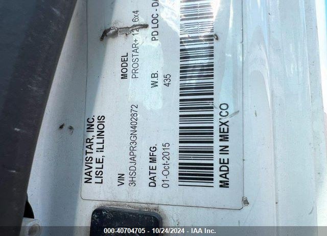 2016 INTERNATIONAL PROSTAR VIN: 3HSDJAPR3GN402872