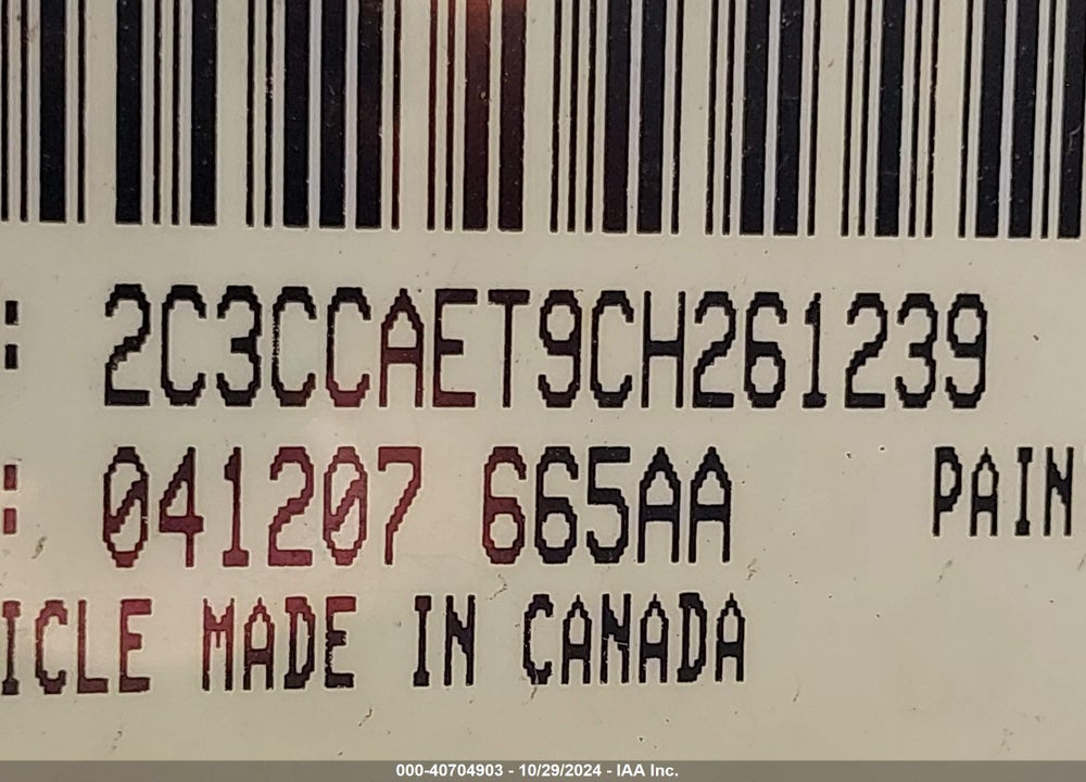 2012 CHRYSLER 300C VIN: 2C3CCAET9CH261239