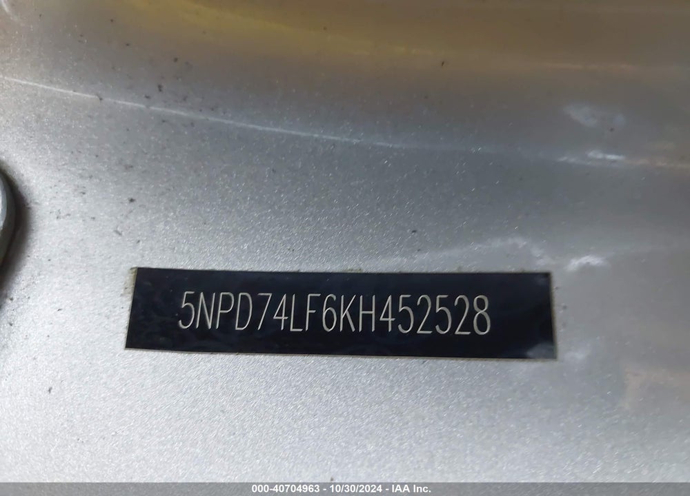 2019 HYUNDAI ELANTRA SE VIN: 5NPD74LF6KH452528