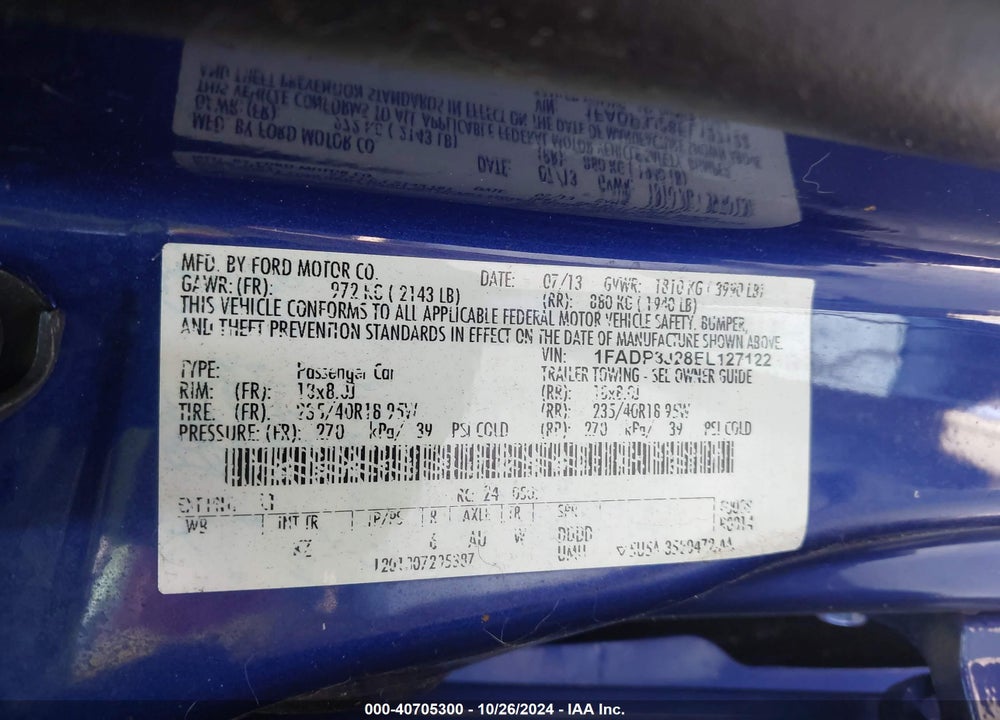 2014 FORD FOCUS TITANIUM VIN: 1FADP3J28EL127122