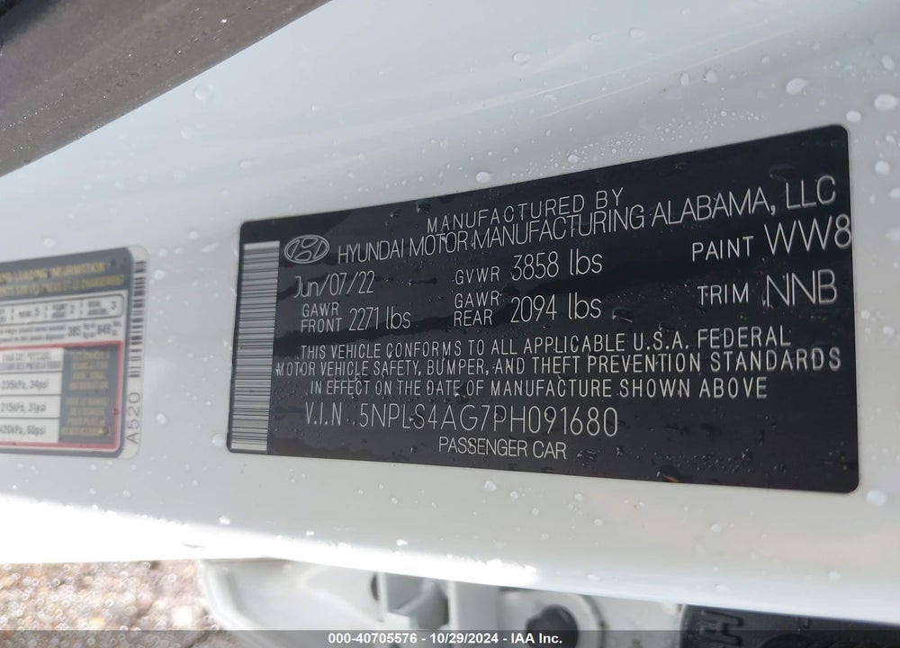 2023 HYUNDAI ELANTRA SEL VIN: 5NPLS4AG7PH091680