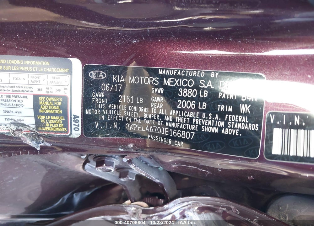 2018 KIA FORTE LX VIN: 3KPFL4A70JE166807
