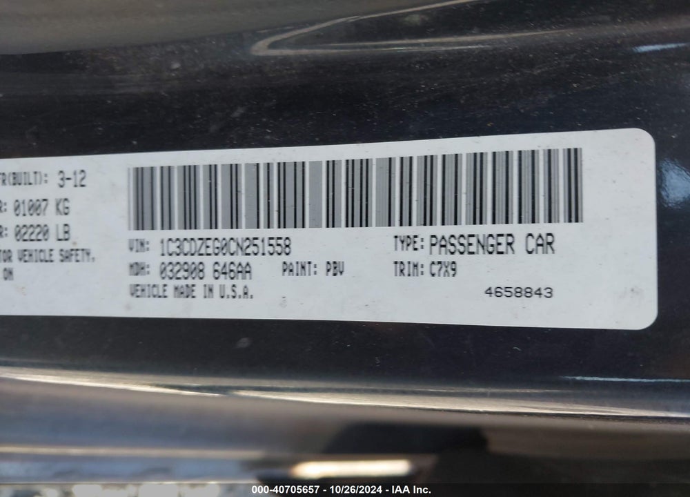 2012 DODGE AVENGER SXT PLUS VIN: 1C3CDZEG0CN251558