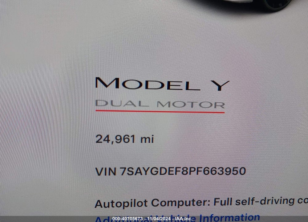 2023 TESLA MODEL Y AWD/PERFORMANCE DUAL MOTOR ALL-WHEEL DRIVE VIN: 7SAYGDEF8PF663950