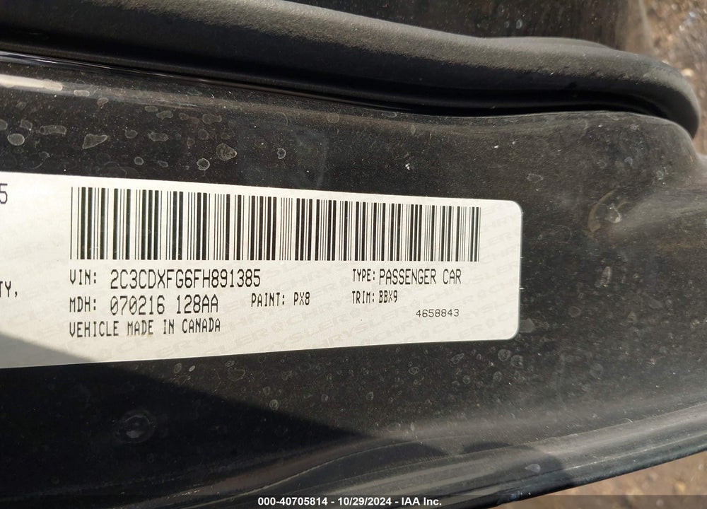 2015 DODGE CHARGER SE VIN: 2C3CDXFG6FH891385