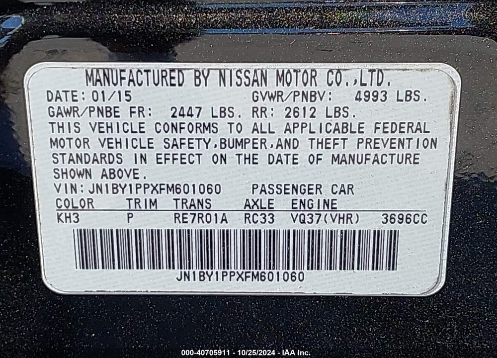 2015 INFINITI Q70L 3.7 VIN: JN1BY1PPXFM601060