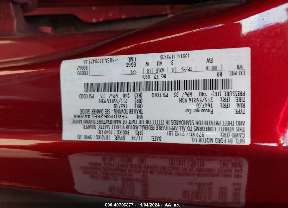 2014 FORD FOCUS SE VIN: 1FADP3K28EL442968