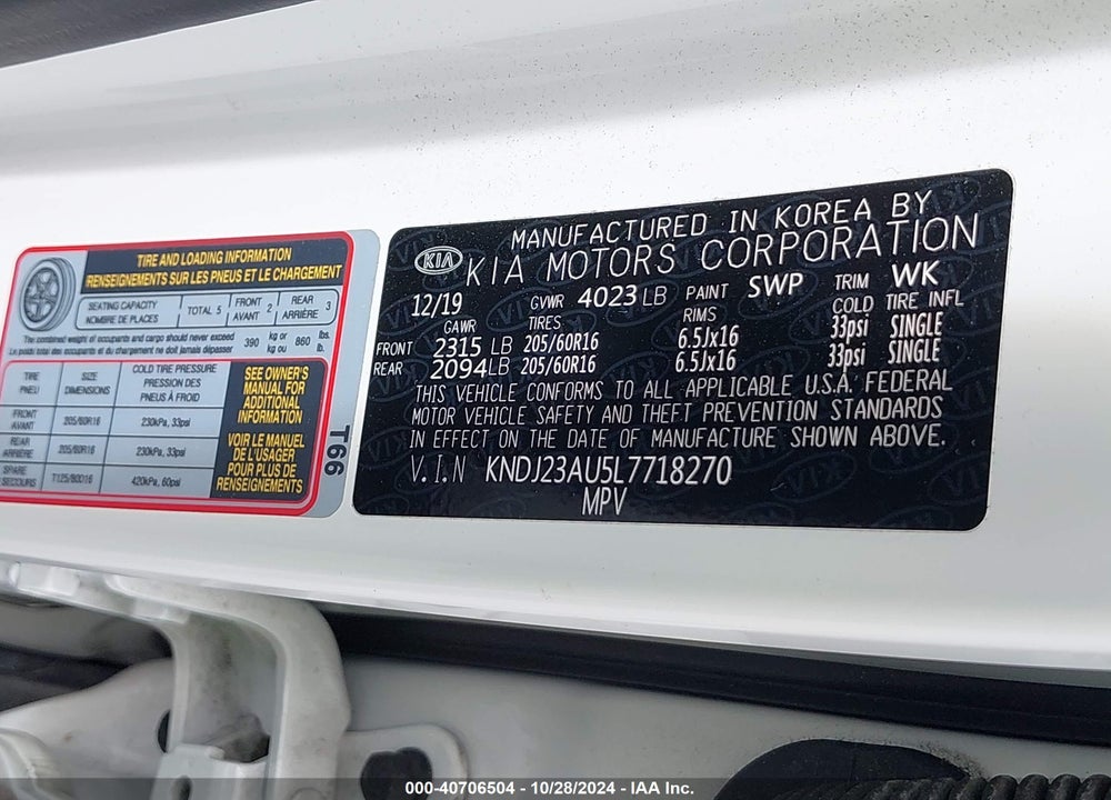 2020 KIA SOUL LX VIN: KNDJ23AU5L7718270