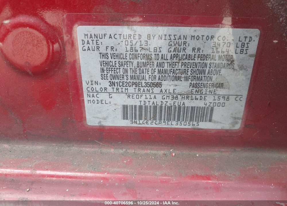 2014 NISSAN VERSA NOTE SV VIN: 3N1CE2CP9EL350565