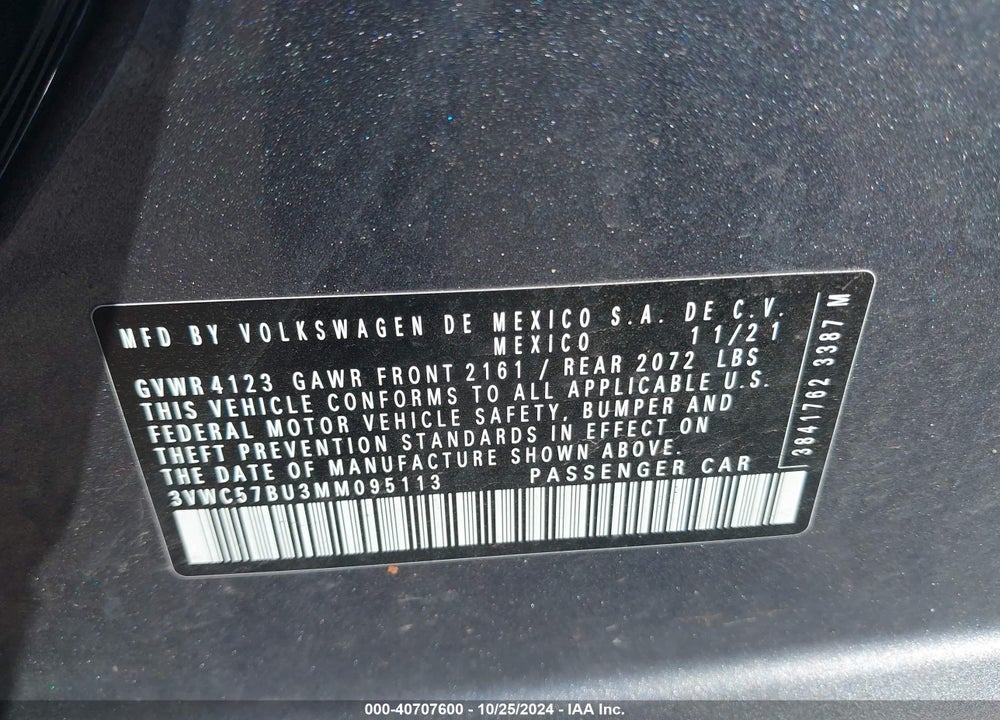 2021 VOLKSWAGEN JETTA S/SE/R-LINE VIN: 3VWC57BU3MM095113