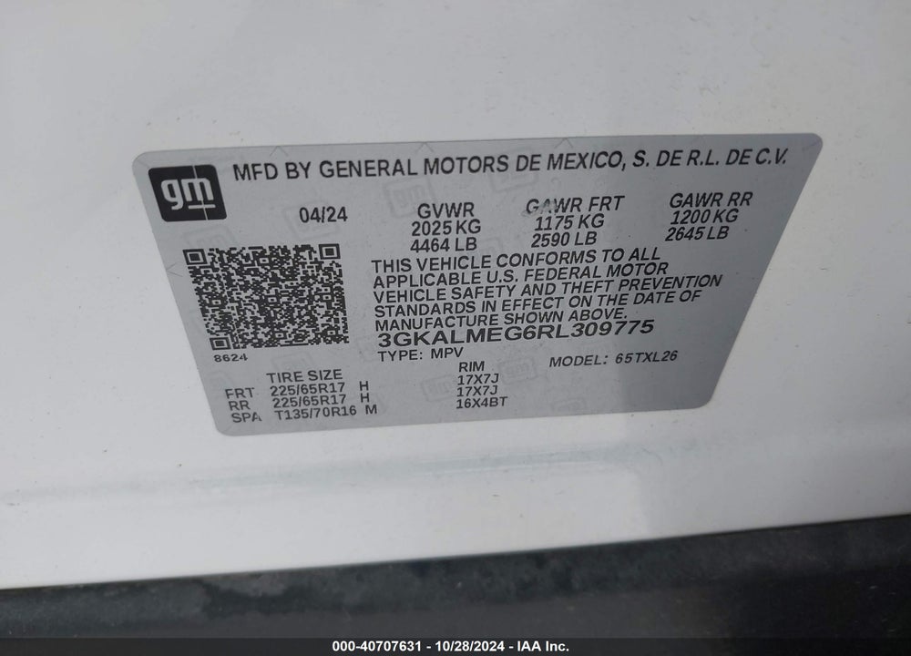2024 GMC TERRAIN FWD SLE VIN: 3GKALMEG6RL309775