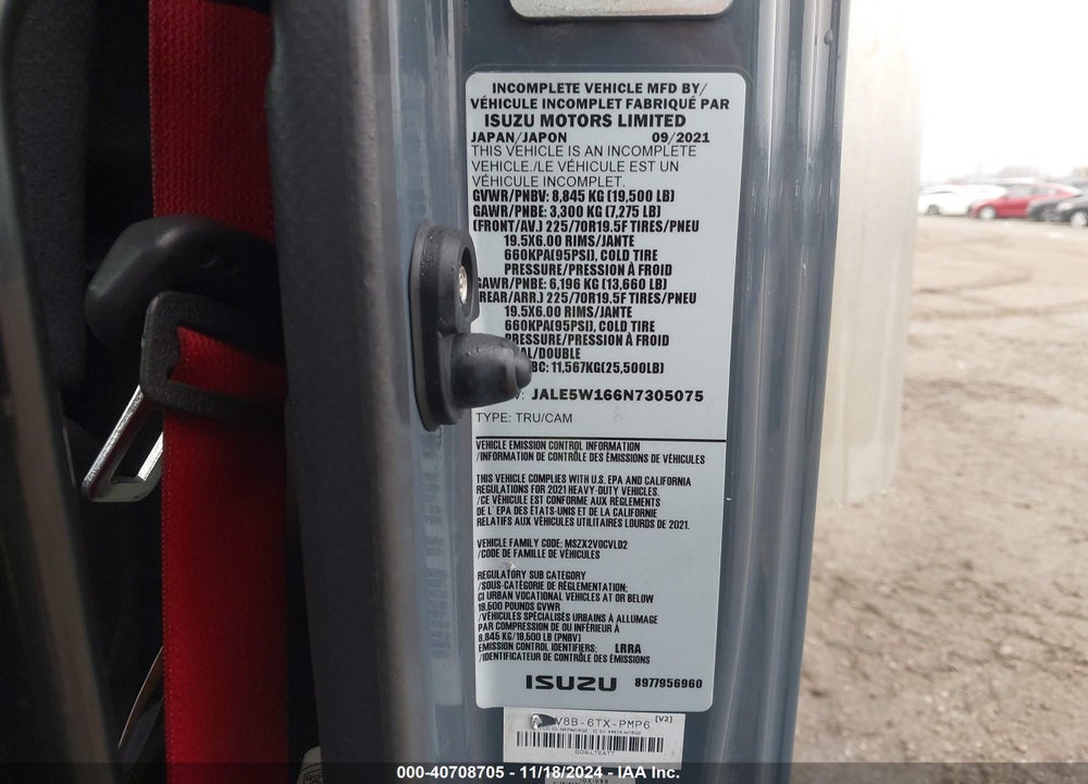 2022 ISUZU NRR VIN: JALE5W166N7305075