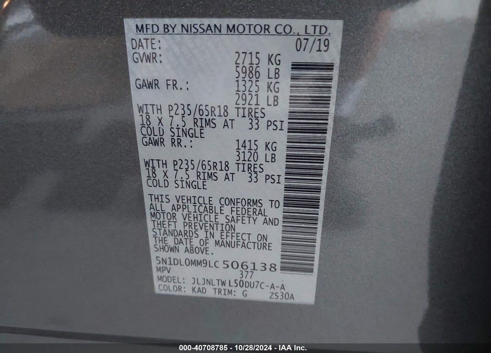 2020 INFINITI QX60 LUXE AWD VIN: 5N1DL0MM9LC506138