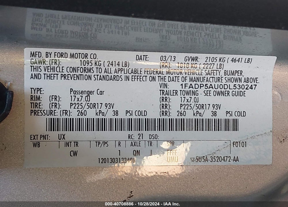 2013 FORD C-MAX HYBRID SE VIN: 1FADP5AU0DL530247