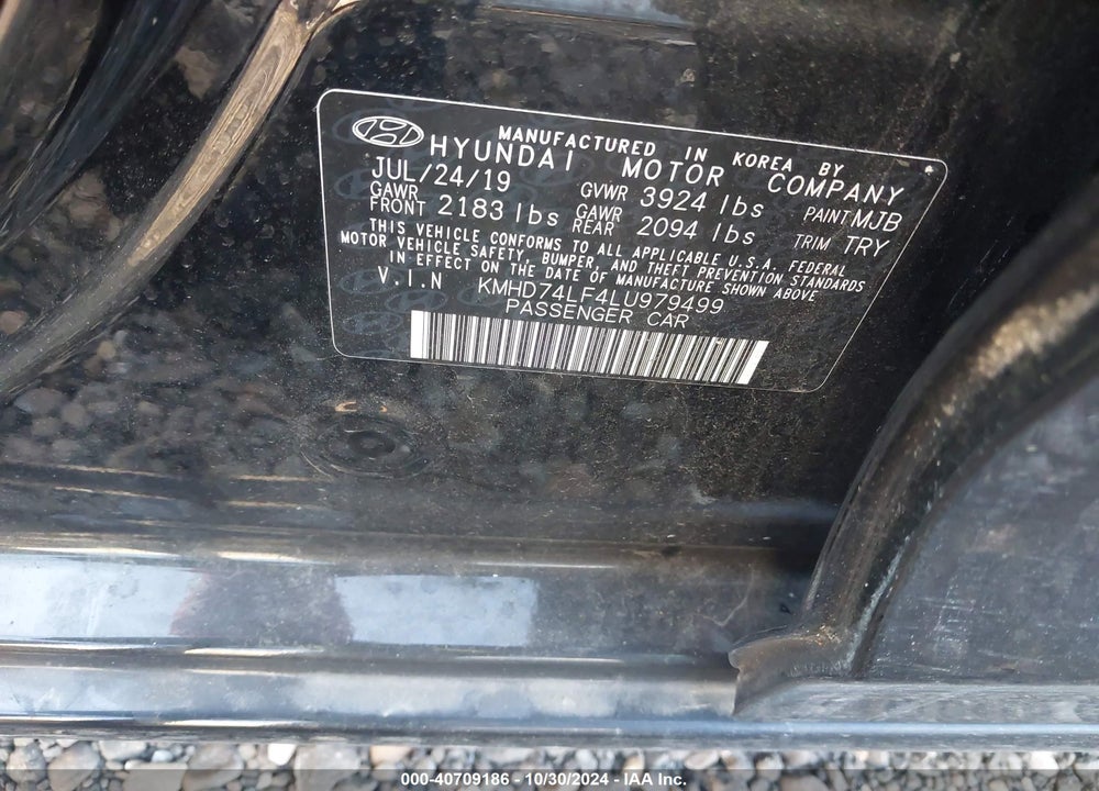 2020 HYUNDAI ELANTRA SE VIN: KMHD74LF4LU979499