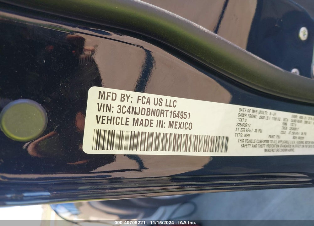 2024 JEEP COMPASS LATITUDE 4X4 VIN: 3C4NJDBN0RT164951