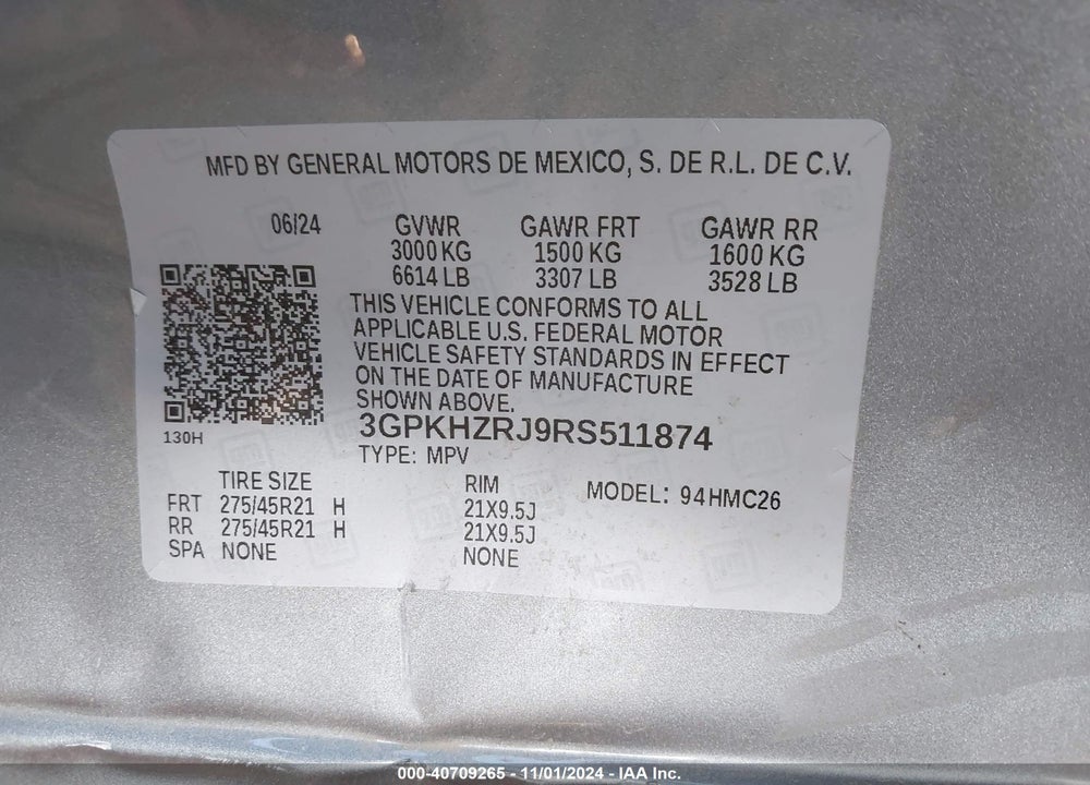 2024 HONDA PROLOGUE ELITE VIN: 3GPKHZRJ9RS511874