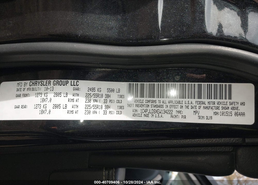 2014 JEEP CHEROKEE LIMITED VIN: 1C4PJLDSXEW134222
