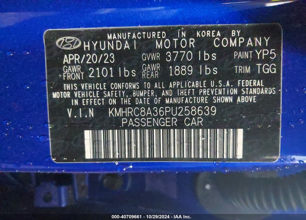 2023 HYUNDAI VENUE SEL VIN: KMHRC8A36PU258639