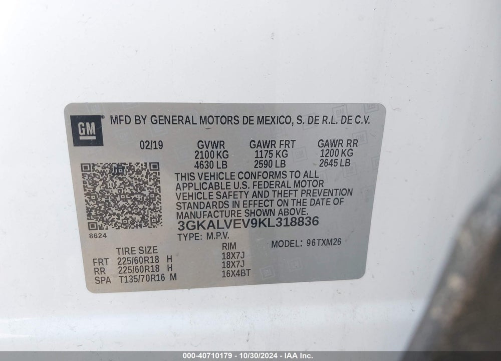 2019 GMC TERRAIN SLT VIN: 3GKALVEV9KL318836