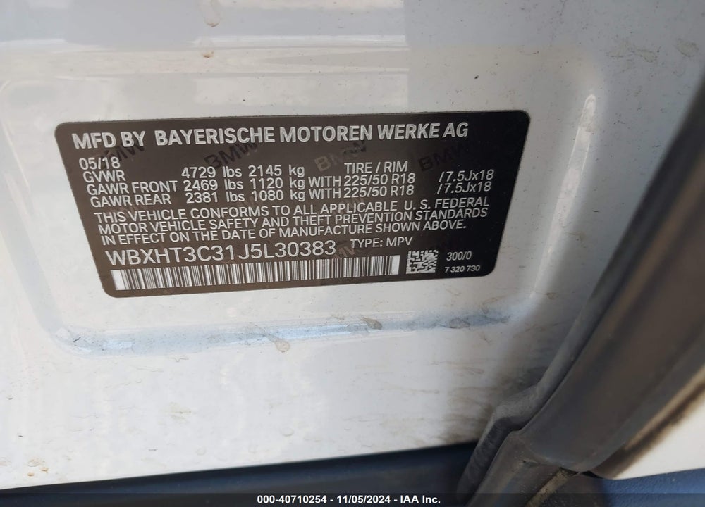 2018 BMW X1 XDRIVE28I VIN: WBXHT3C31J5L30383