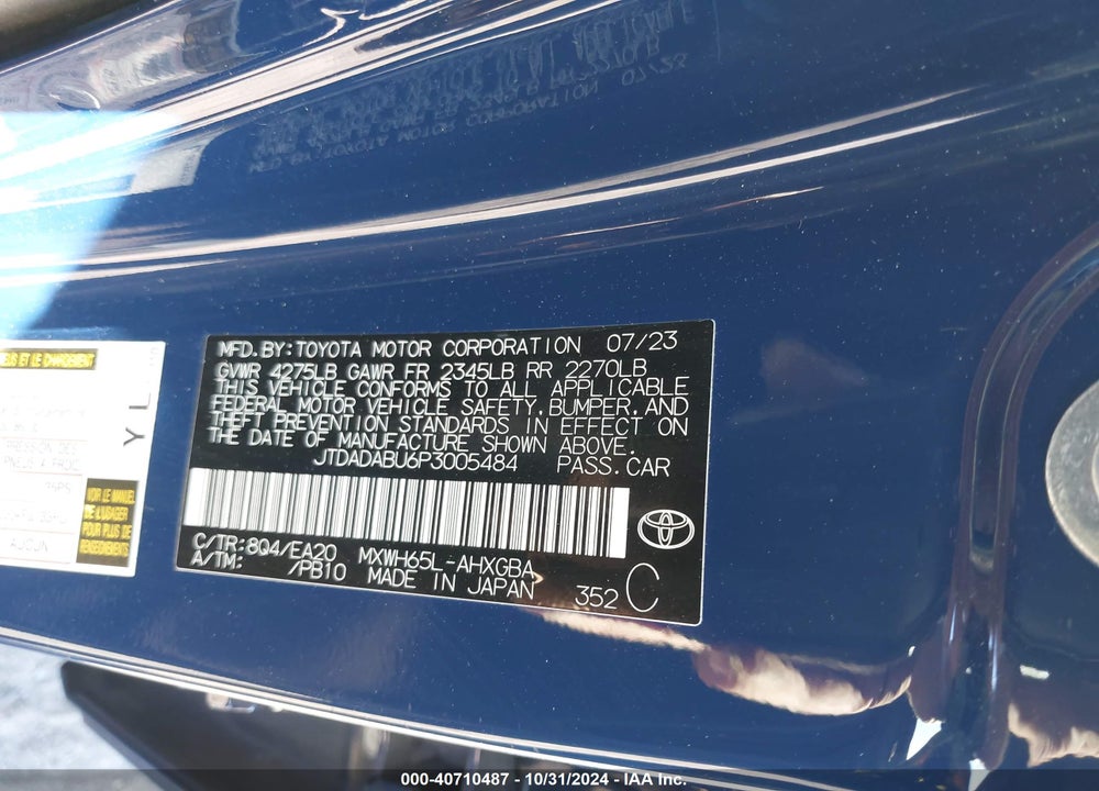 2023 TOYOTA PRIUS XLE AWD-E VIN: JTDADABU6P3005484