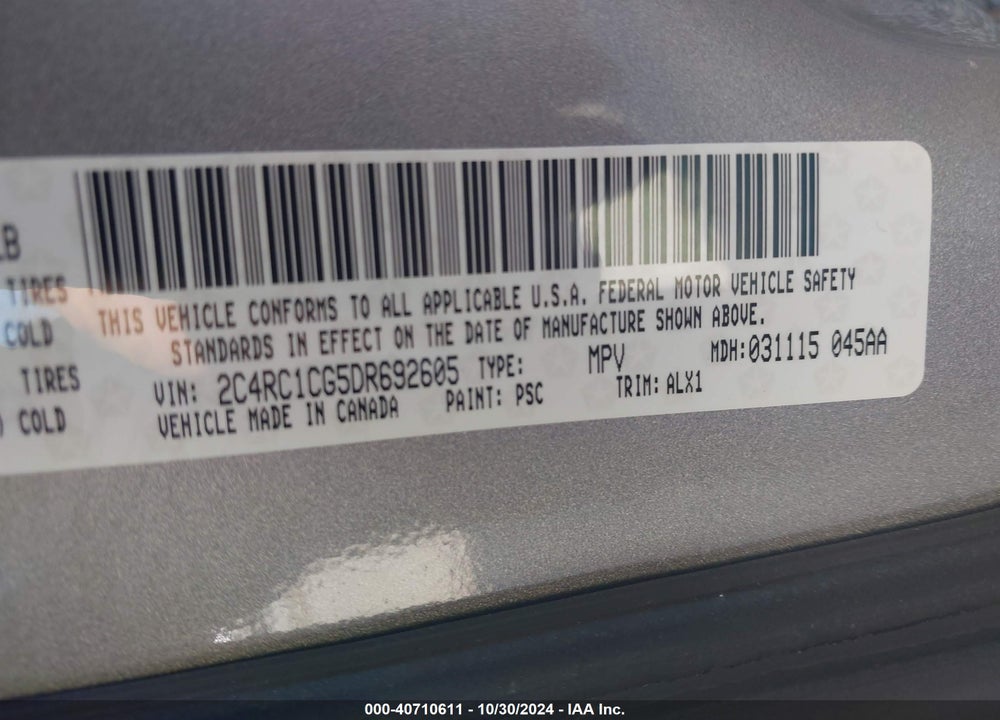 2013 CHRYSLER TOWN & COUNTRY TOURING-L VIN: 2C4RC1CG5DR692605