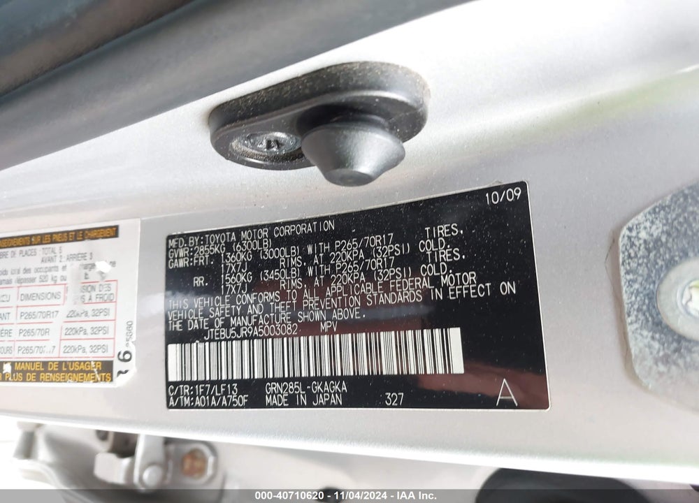 2010 TOYOTA 4RUNNER VIN: JTEBU5JR9A5003082