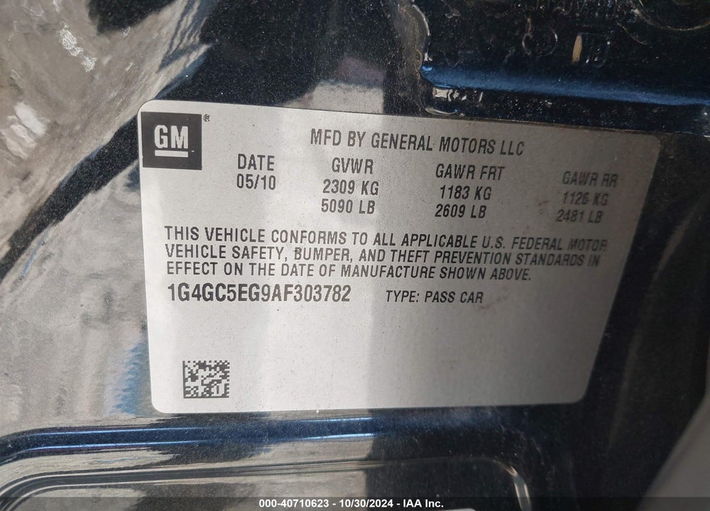 2010 BUICK LACROSSE CXL VIN: 1G4GC5EG9AF303782