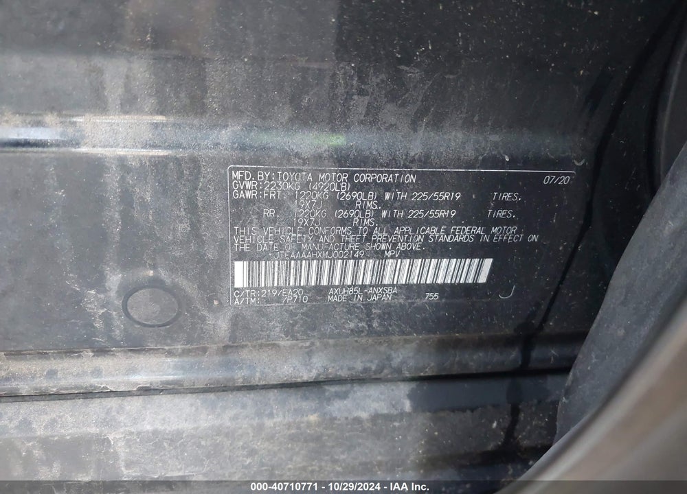 2021 TOYOTA VENZA LIMITED VIN: JTEAAAAHXMJ002149
