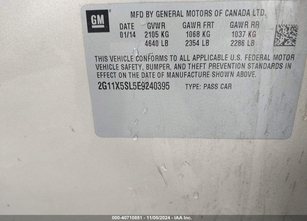 2014 CHEVROLET IMPALA 1FL VIN: 2G11X5SL5E9240395