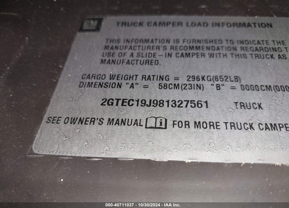 2008 GMC SIERRA 1500 SLE1 VIN: 2GTEC19J981327561