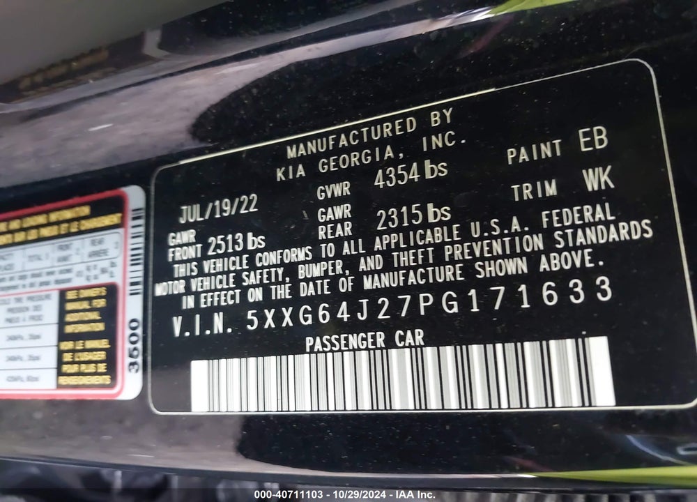 2023 KIA K5 GT LINE VIN: 5XXG64J27PG171633