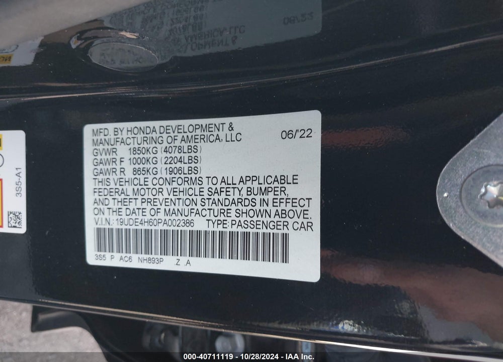 2023 ACURA INTEGRA A-SPEC W/ TECHNOLOGY VIN: 19UDE4H60PA002386