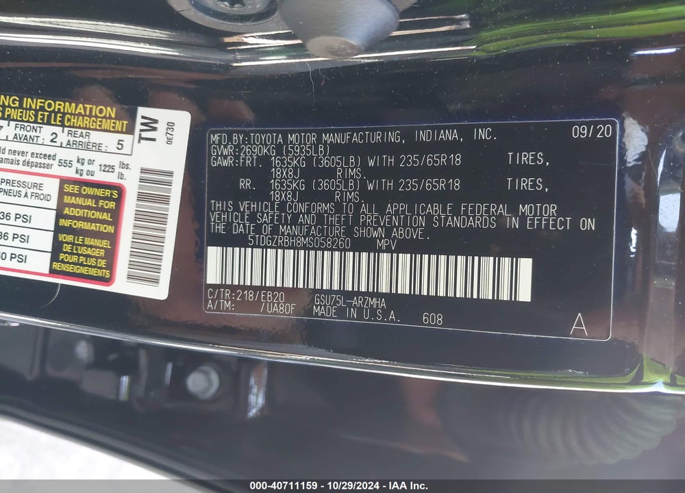 2021 TOYOTA HIGHLANDER XLE VIN: 5TDGZRBH8MS058260