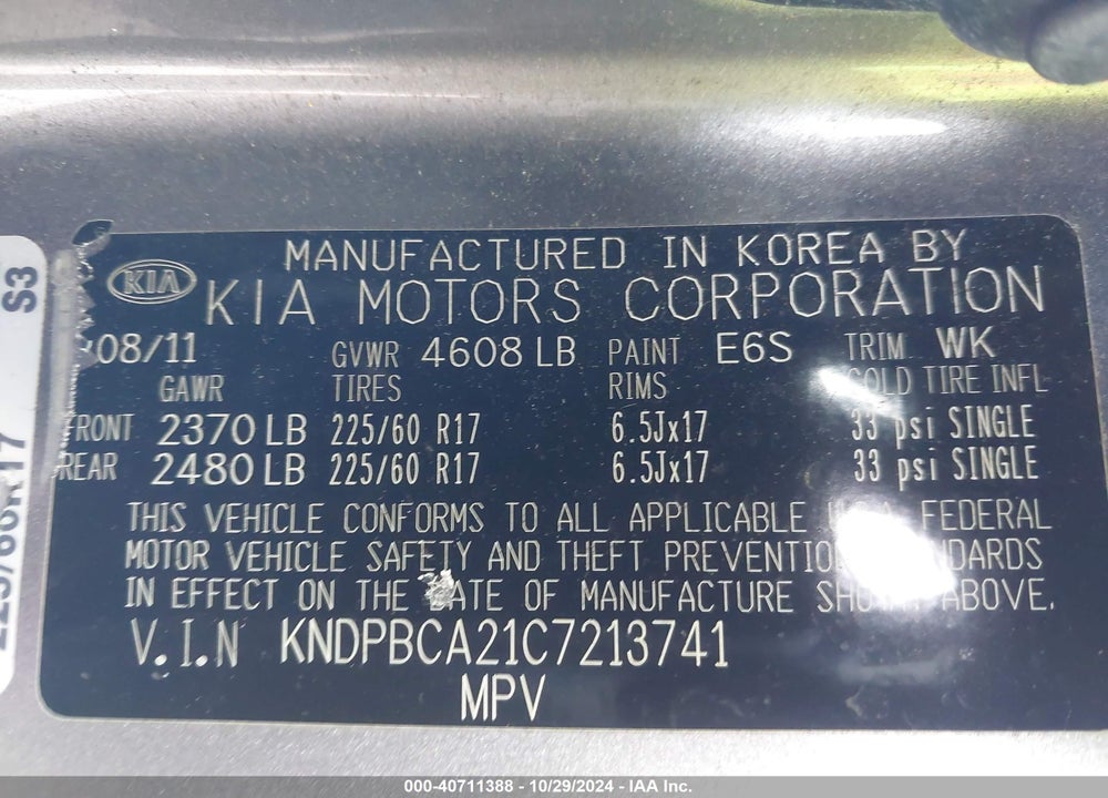 2012 KIA SPORTAGE LX VIN: KNDPBCA21C7213741