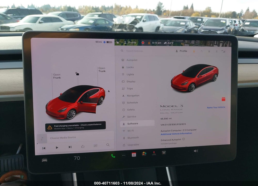 2018 TESLA MODEL 3 LONG RANGE/PERFORMANCE VIN: 5YJ3E1EB0JF091613