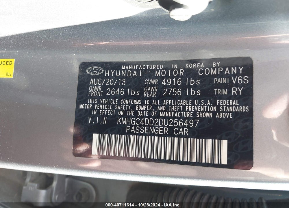 2013 HYUNDAI GENESIS 3.8 VIN: KMHGC4DD2DU256497