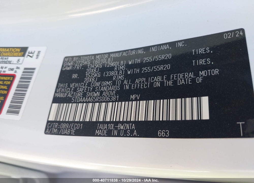 2024 LEXUS TX 350 VIN: 5TDAAAA65RS006381