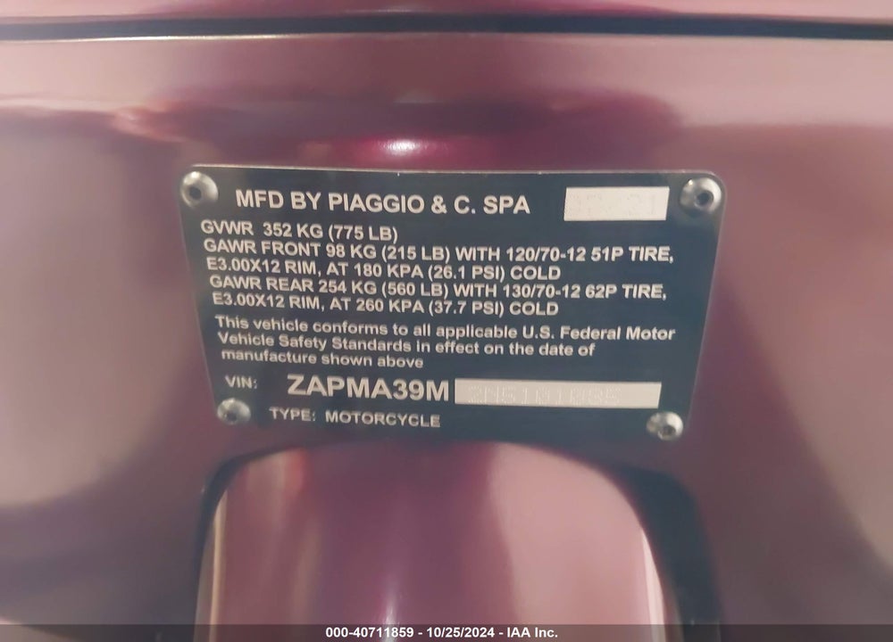 2022 VESPA GTS 300 SUPER VIN: ZAPMA39M2N5101085