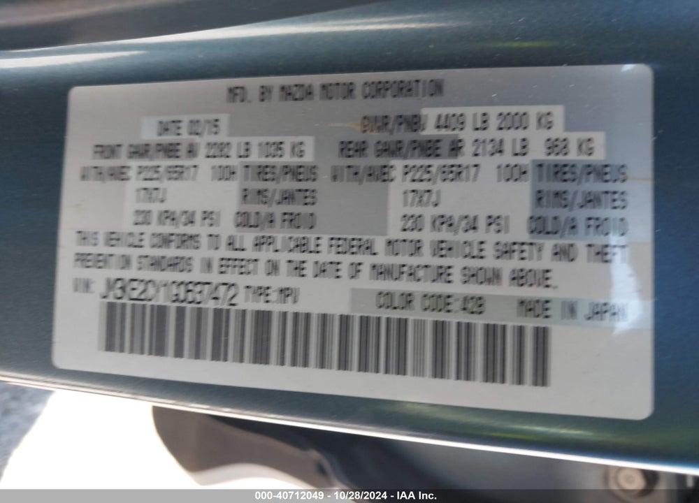 2016 MAZDA CX-5 TOURING VIN: JM3KE2CY1G0637472