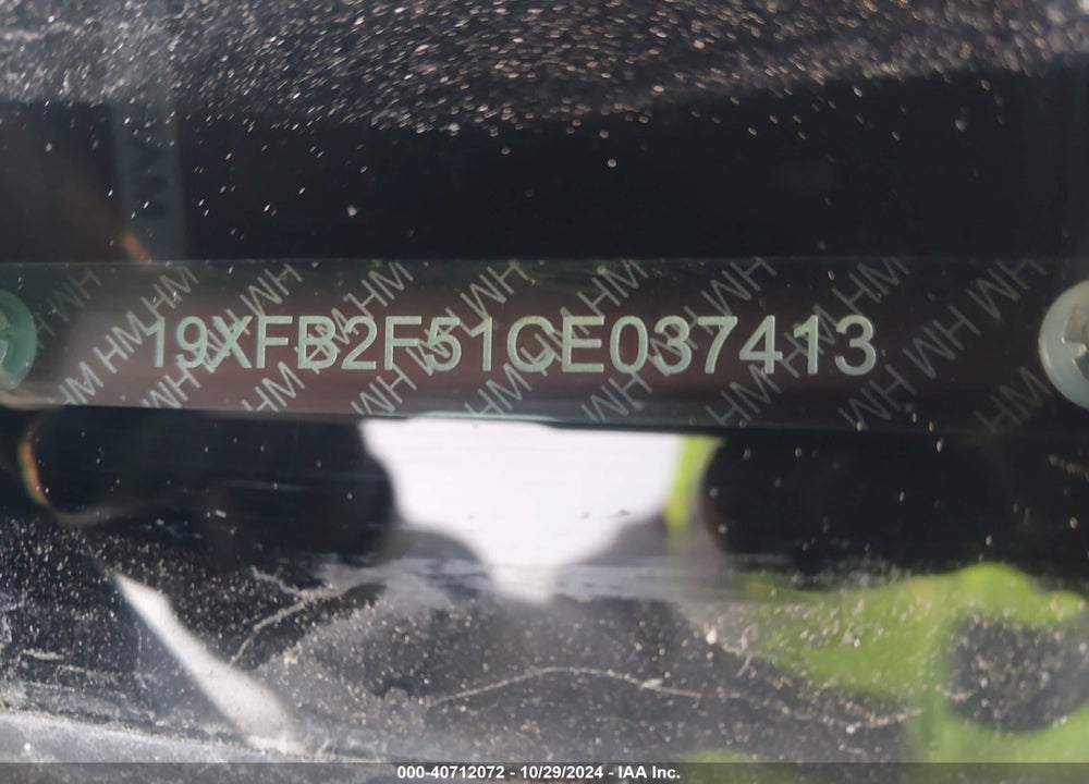 2012 HONDA CIVIC SDN LX VIN: 19XFB2F51CE037413