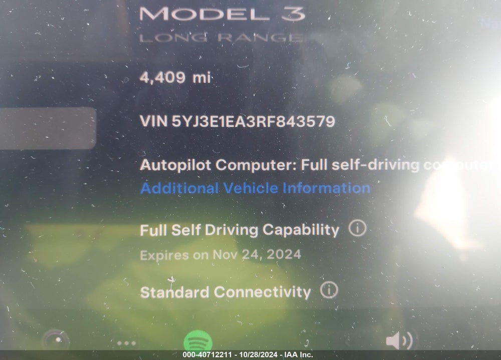 2024 TESLA MODEL 3 REAR-WHEEL DRIVE VIN: 5YJ3E1EA3RF843579