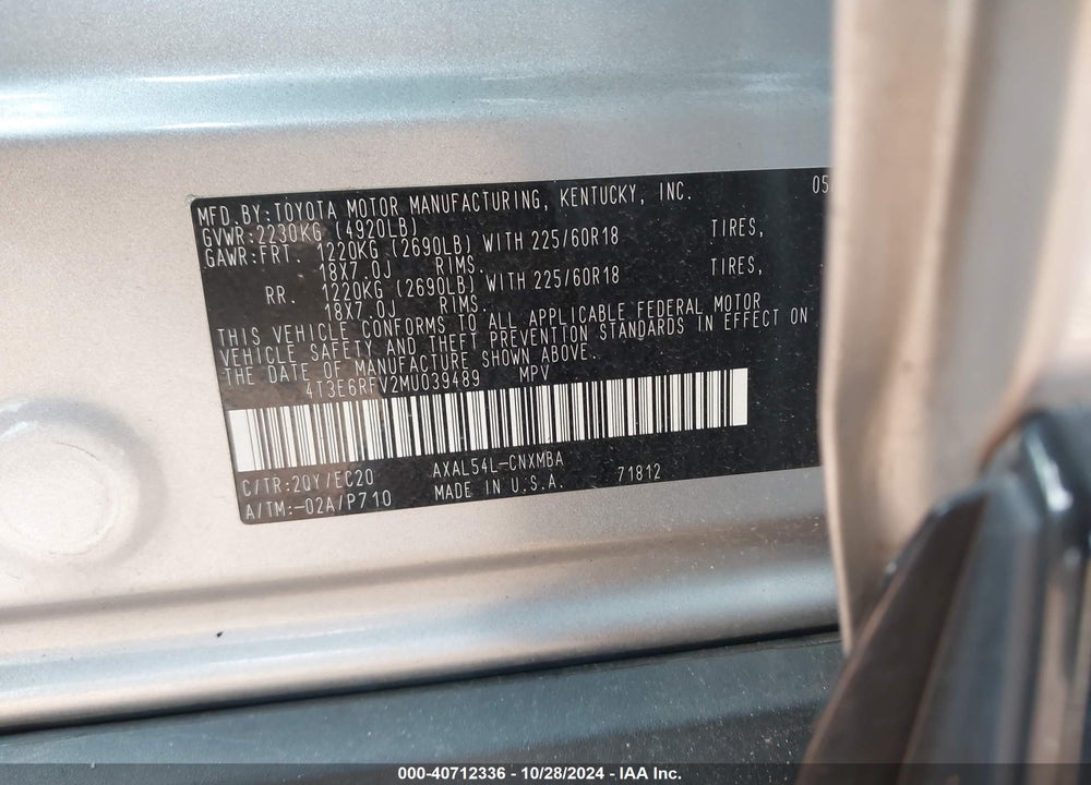 2021 TOYOTA RAV4 HYBRID XSE VIN: 4T3E6RFV2MU039489