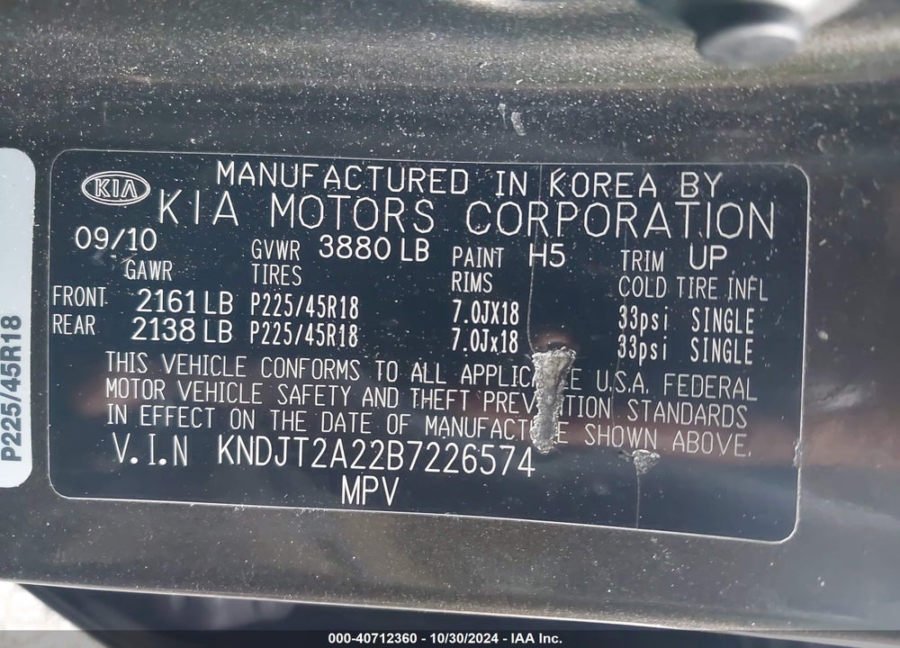 2011 KIA SOUL VIN: KNDJT2A22B7226574