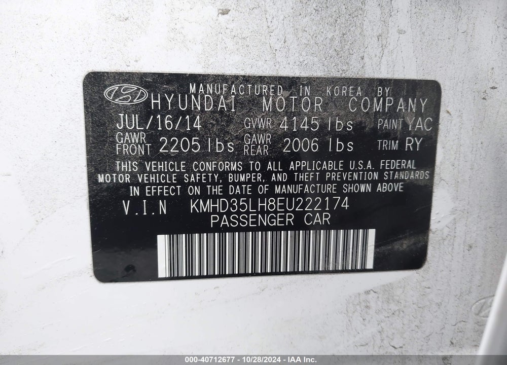 2014 HYUNDAI ELANTRA GT VIN: KMHD35LH8EU222174