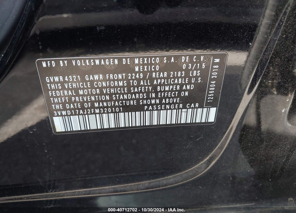 2015 VOLKSWAGEN JETTA 1.8T SE VIN: 3VWD17AJ2FM320101