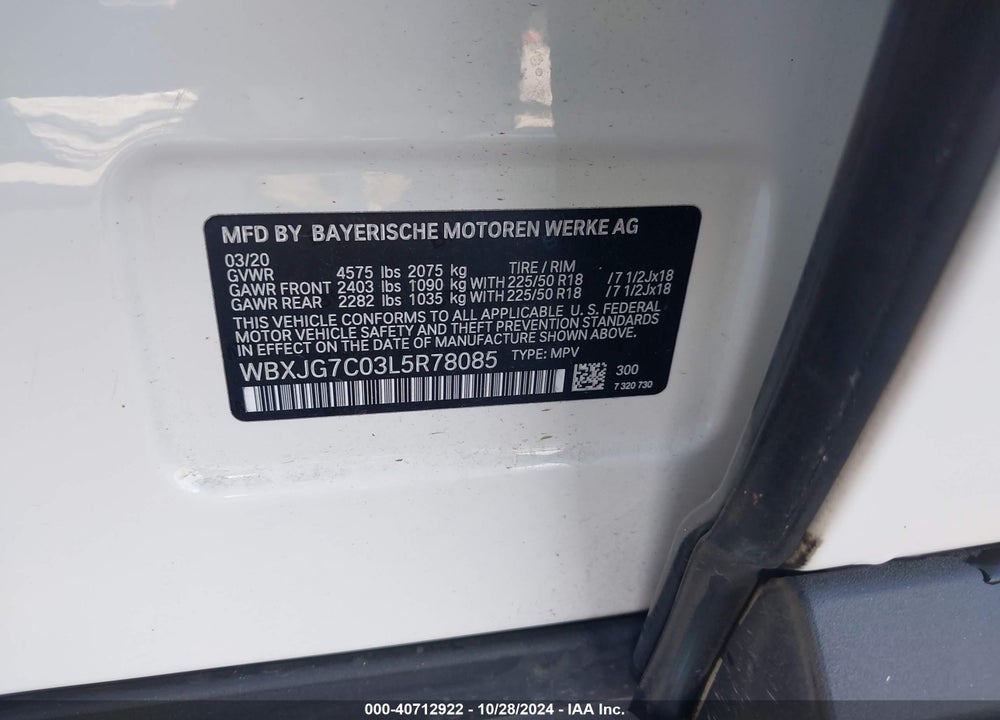 2020 BMW X1 SDRIVE28I VIN: WBXJG7C03L5R78085