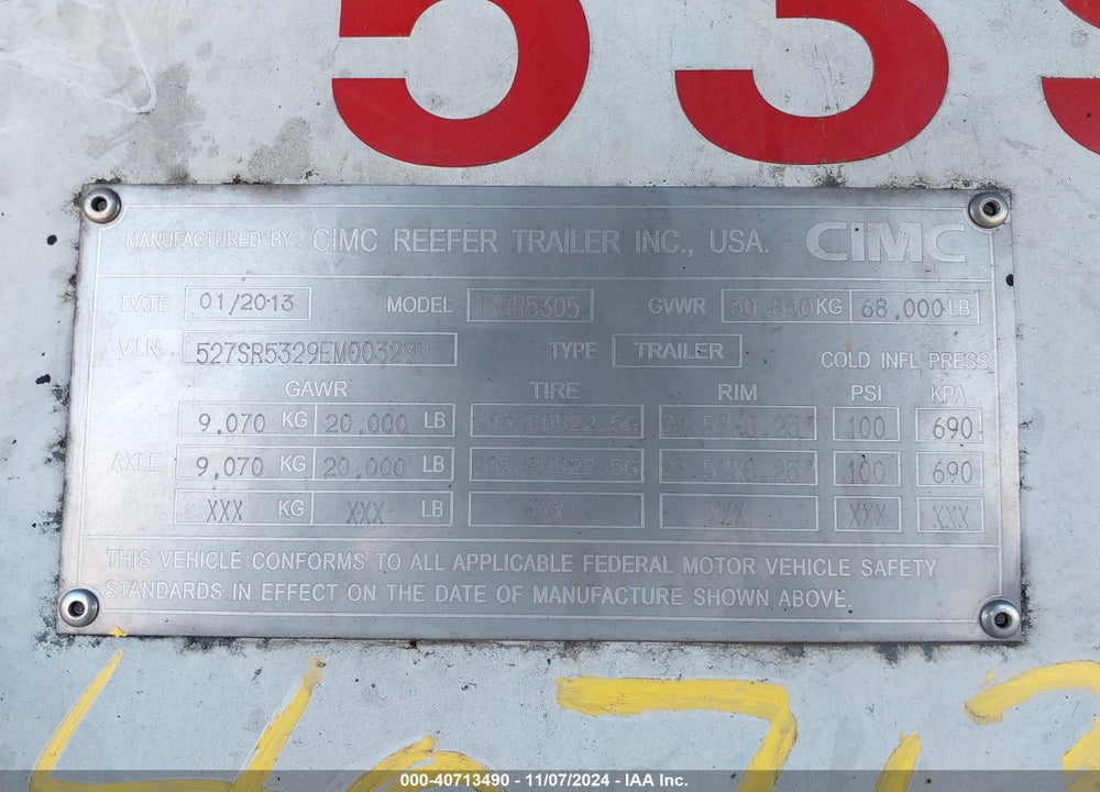 2014 CIMC TRAILERS --- VIN: 527SR5329EM003299